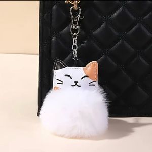 Kitty Pom Pom Keychain